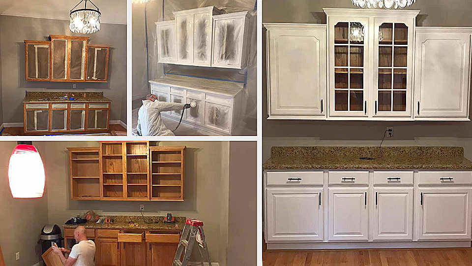 Kirkpatrick Services Cabinet Refinishing - Before and After sequence